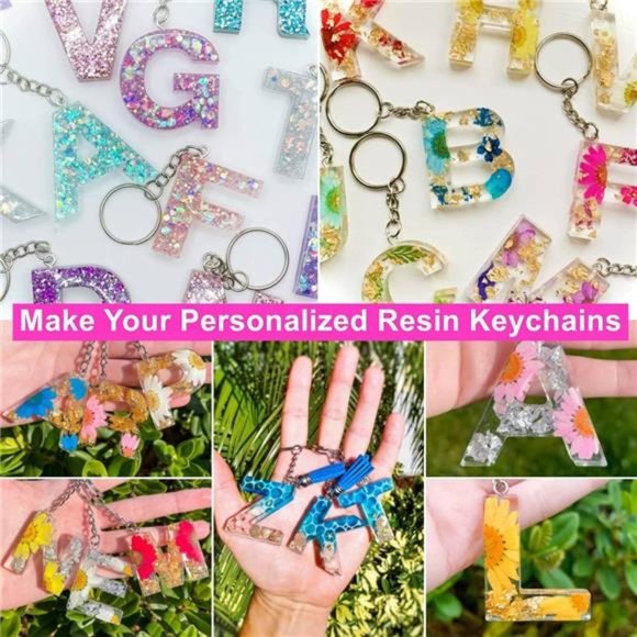 Alphabet Keychain Resin Mold SiliconeKit 208Pcs for EpoxyResin Casting Beginners - Picture 2 of 7